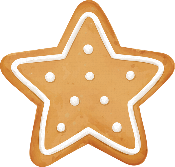 Watercolor star shape gingerbread biscuit cookie